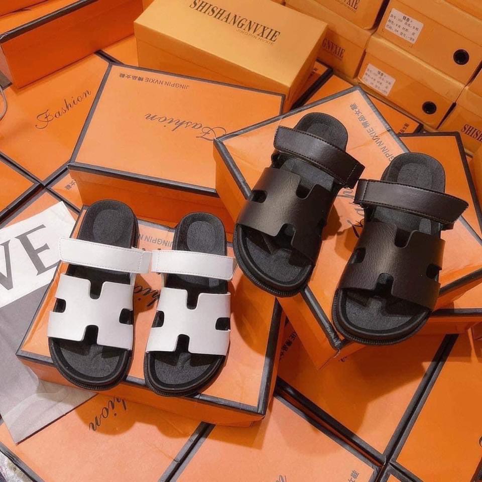 Dép chữ H đế PU quai da may chỉ chắc chắn hình video thật của shop