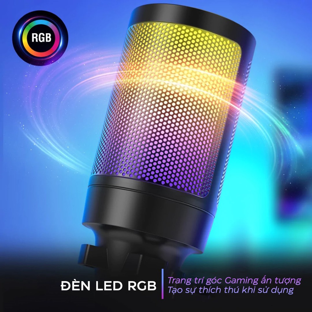 Microphone FIFINE A6T - Kèm Boom Arm và Pop Filter Trang bị led RGB ấn tượng