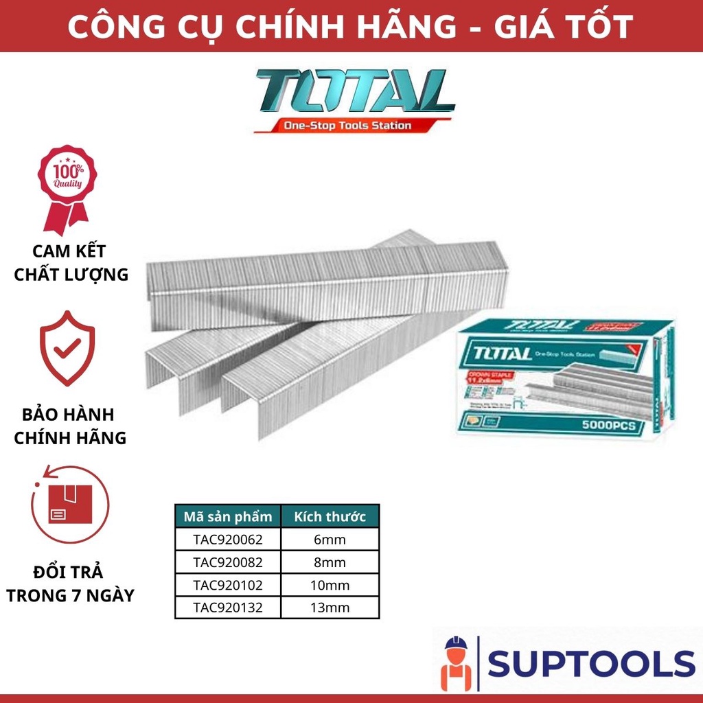 TOTAL Đinh bấm chữ U 6mm - 8mm - 10mm - 13mm TAC920062 - TAC920082 - TAC920102 - TAC920132 [Chính Hãng 100%]