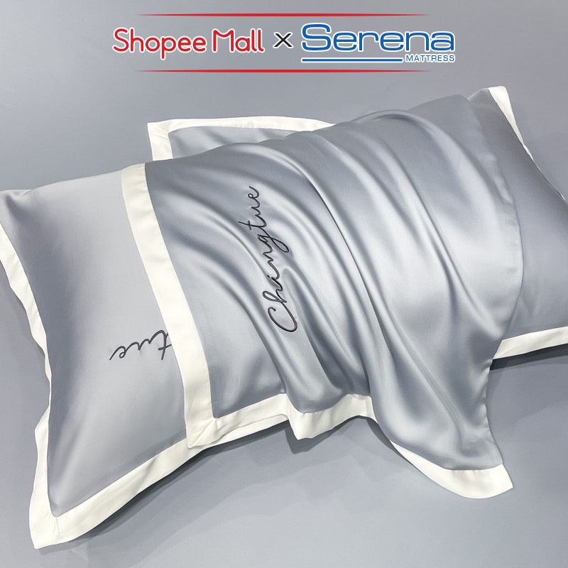 Bộ ga giường 5 món cao cấp drap lụa thái SERENA bộ chăn drap grap ga gối đệm trải giường 5 món lụa tencel cao cấp