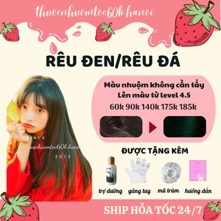 Thuốc nhuộm tóc màu Xanh Rêu Đen/Xanh Rêu Than/Đen Rêu/Rêu Đen/Rêu Đá Lạnh kèm trợ dưỡng mũ chụp găng tay