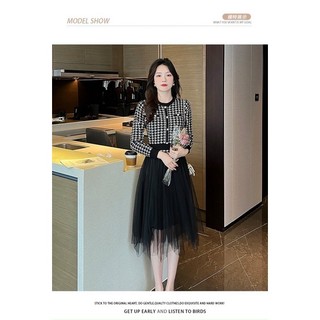 Đầm len phối chân váy ren. Nhập QC