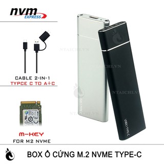 BOX Ổ CỨNG M.2 GIAO THỨC KÉP ( B+M KEY ) Dblue_Shop, Type-C , Dành Cho Ổ Cứng SSD M2 PCI NVME & SATA