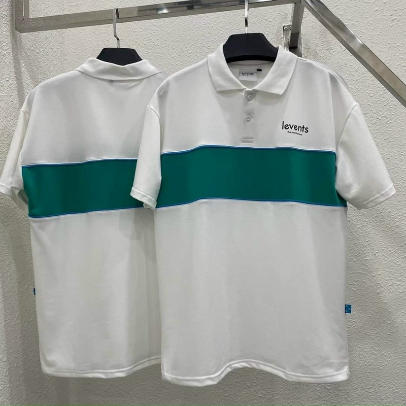 Áo Polo  Nam Nữ  Kẻ Ngang Xanh Unisex Chất  Cotton