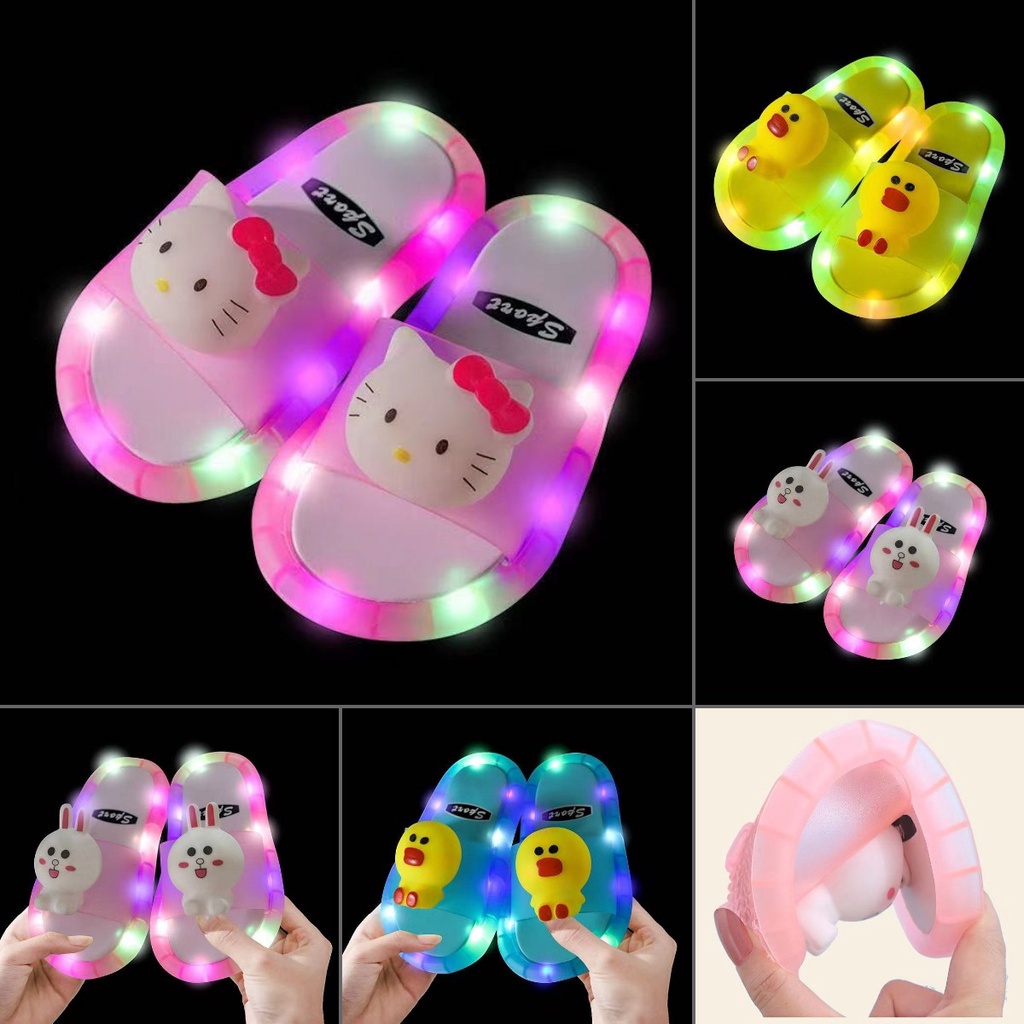 Dép Xỏ Ngón Có Đèn LED Hình Hello Kitty Thời Trang Mùa Hè Cho Bé