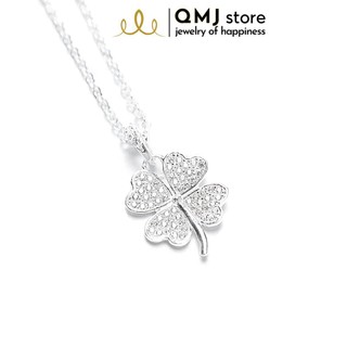 Dây chuyền bạc QMJ Cỏ may mắn duyên dáng nạm đá tấm, dòng cao cấp - Q141