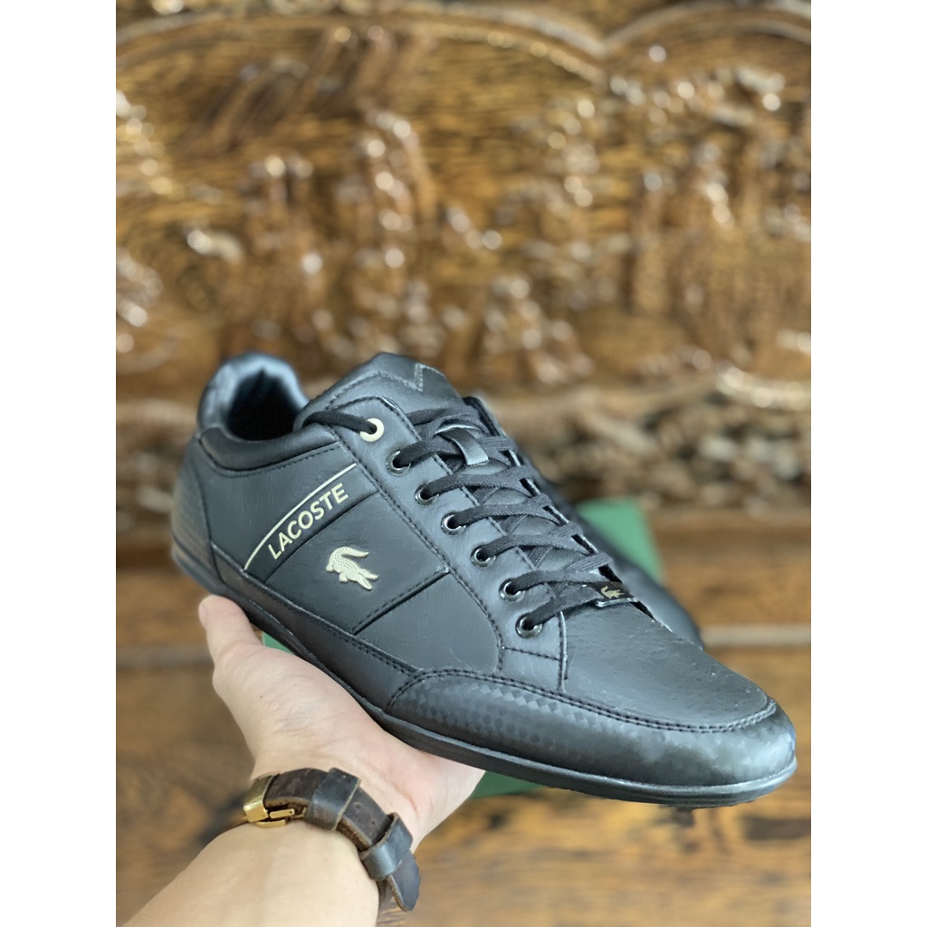 Giày Lacoste Chính Hãng Nam Màu Đen Logo Vàng Size 44.5 (Full Box)