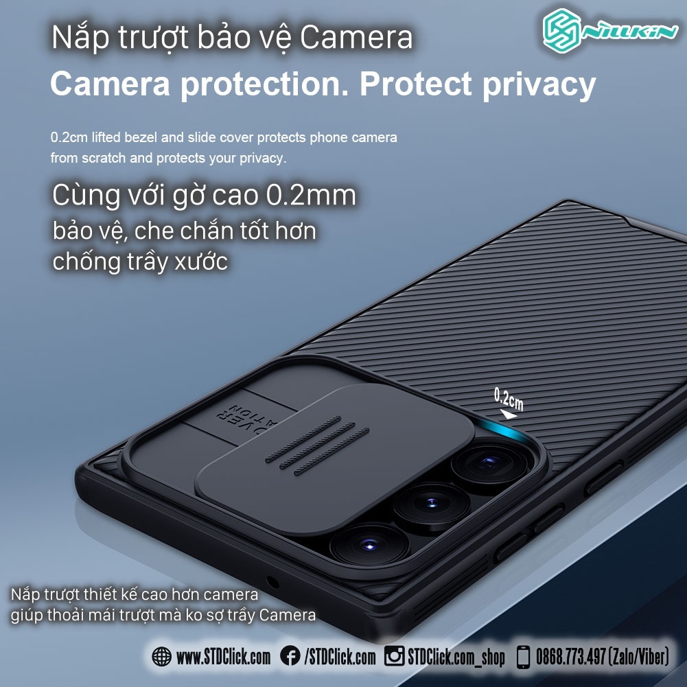 ỐP LƯNG SAMSUNG GALAXY S23 ULTRA 5G NILLKIN CAMSHIELD PRO BẢO VỆ CAMERA CHÍNH HÃNG HÀNG CHUẨN
