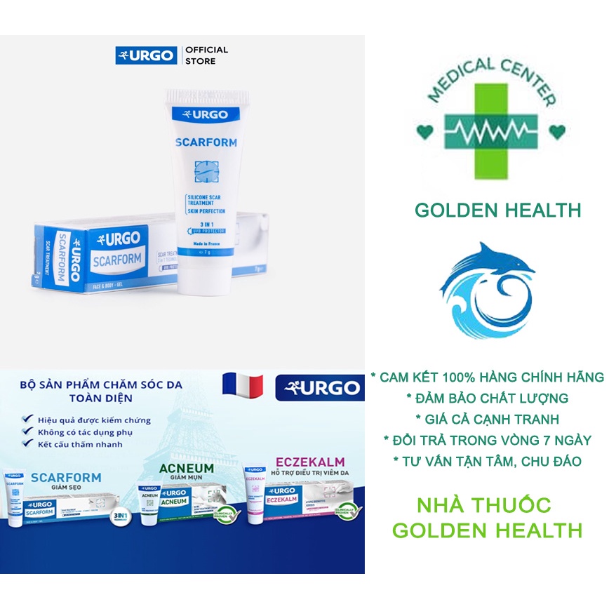 Gel bôi mờ sẹo Urgo Scarform chính hãng - Pháp tích hợp chống nắng tặng kèm miếng dán che mụn