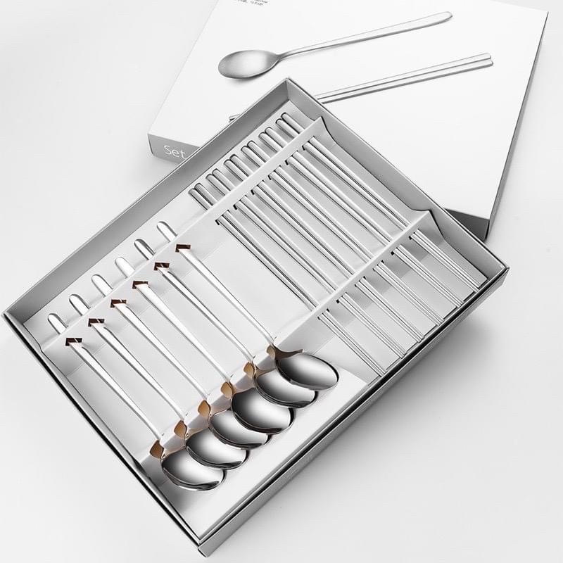 Set 12 Đũa Và Thìa Inox Cao Cấp Sang Trọng