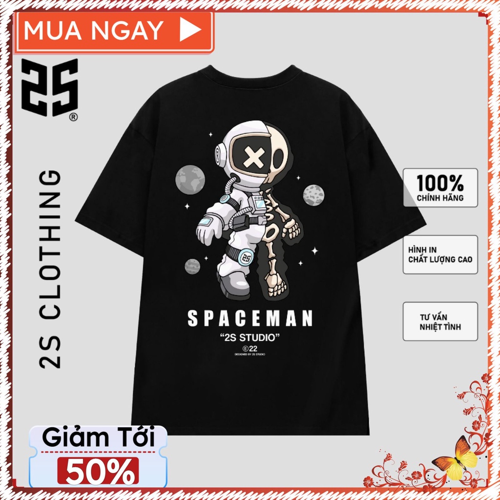 Áo thun nam nữ unisex tay lỡ Spaceman cocoluxyz, áo phông form rộng cổ tròn chất đẹp