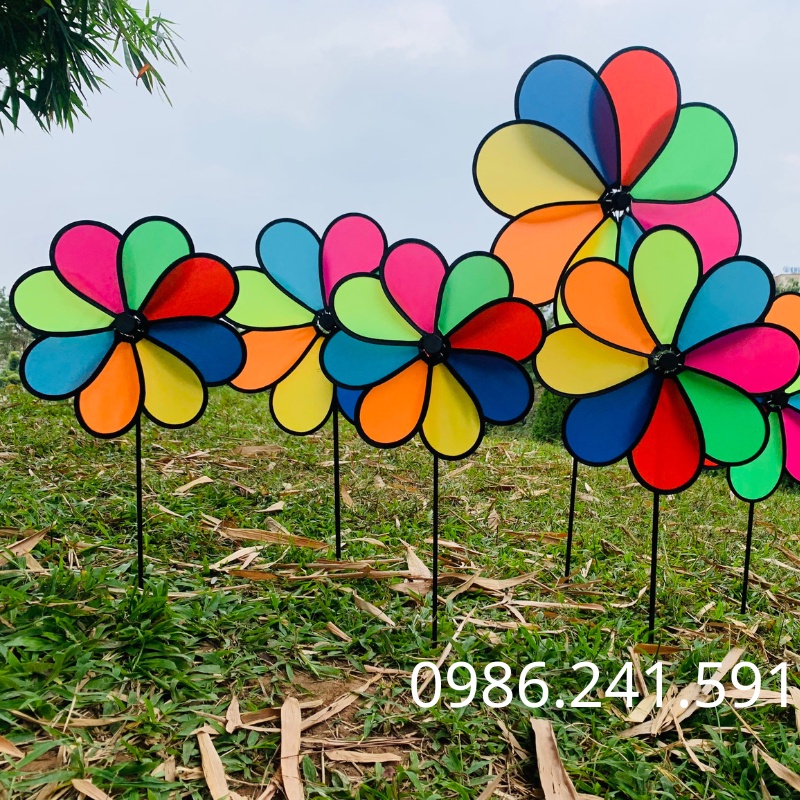Chong chóng cây 8 cánh nhiều màu- Chong chóng trang trí- Chong chóng mầm non