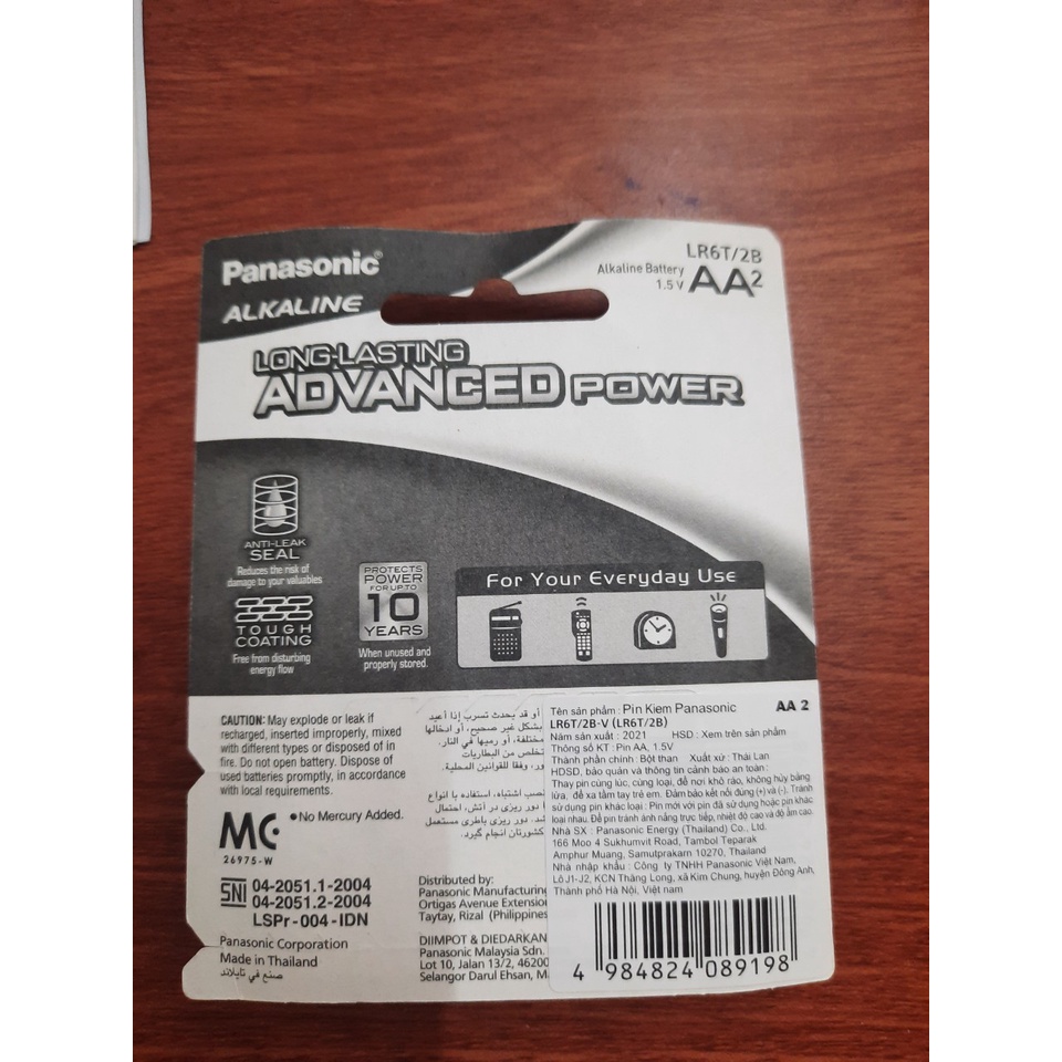 Hộp 12 Vỉ Pin AA Panasonic Alkaline LR6T/2B Đỏ 1,5V Made in ThaiLand
