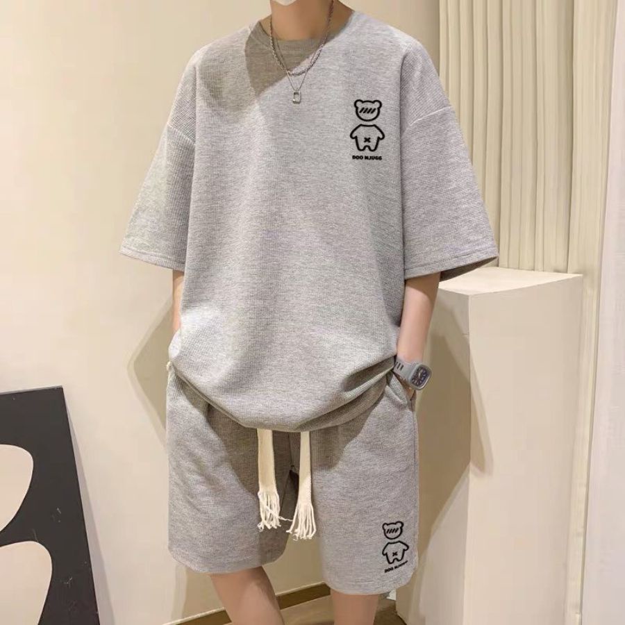 Set bộ cộc tay gấu - Myndi_clothes - bộ quần tay lỡ chất vải tổ ong mặc hè, đi chơi siêu phong cách, set thể thao 5 màu