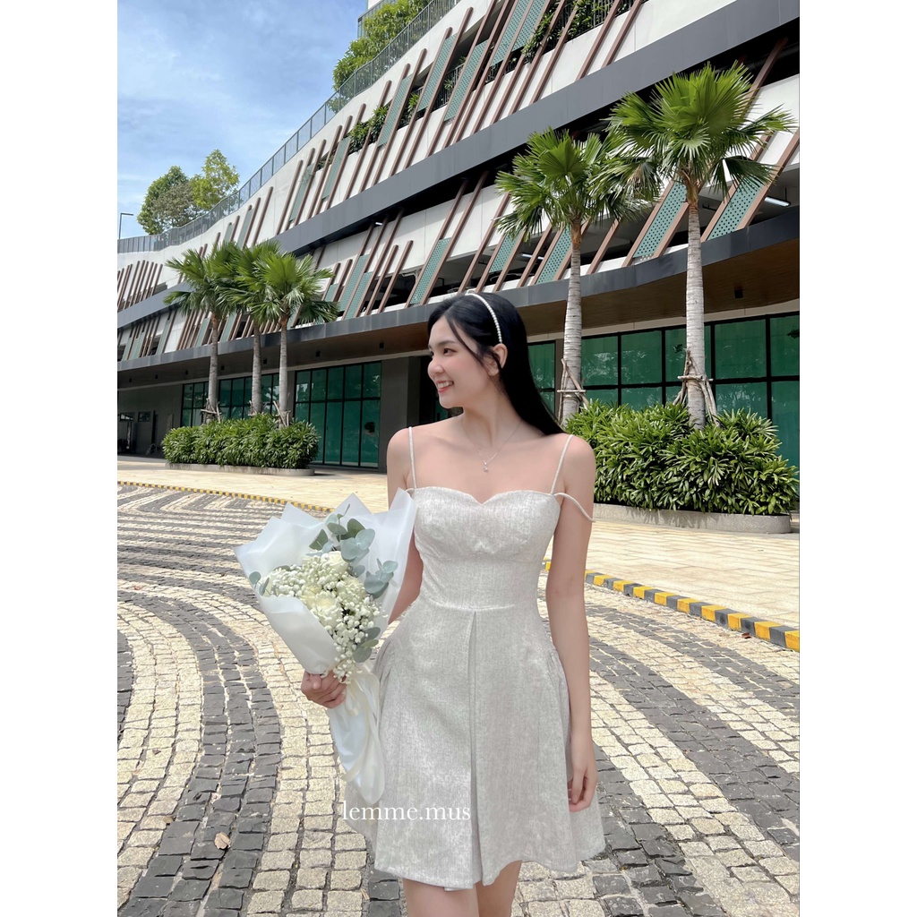 MUS MILA DRESS - Đầm Tiệc Hai Dây Rớt Vai Cúp Ngực Tùng Váy Xếp Li Phồng Xoè