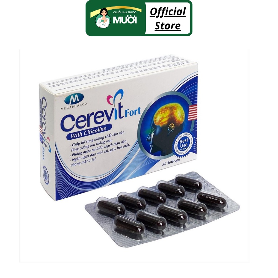 Viên uống Cerevit Fort Megapharco giúp bổ huyết, tăng cường tuần hoàn não (30 viên)