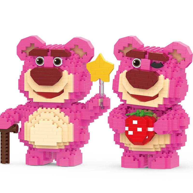 Mô hình lắp ráp mini Gấu Dâu Lotso hoạt hình dễ thương - Đồ chơi lắp ghép 3D cho bé