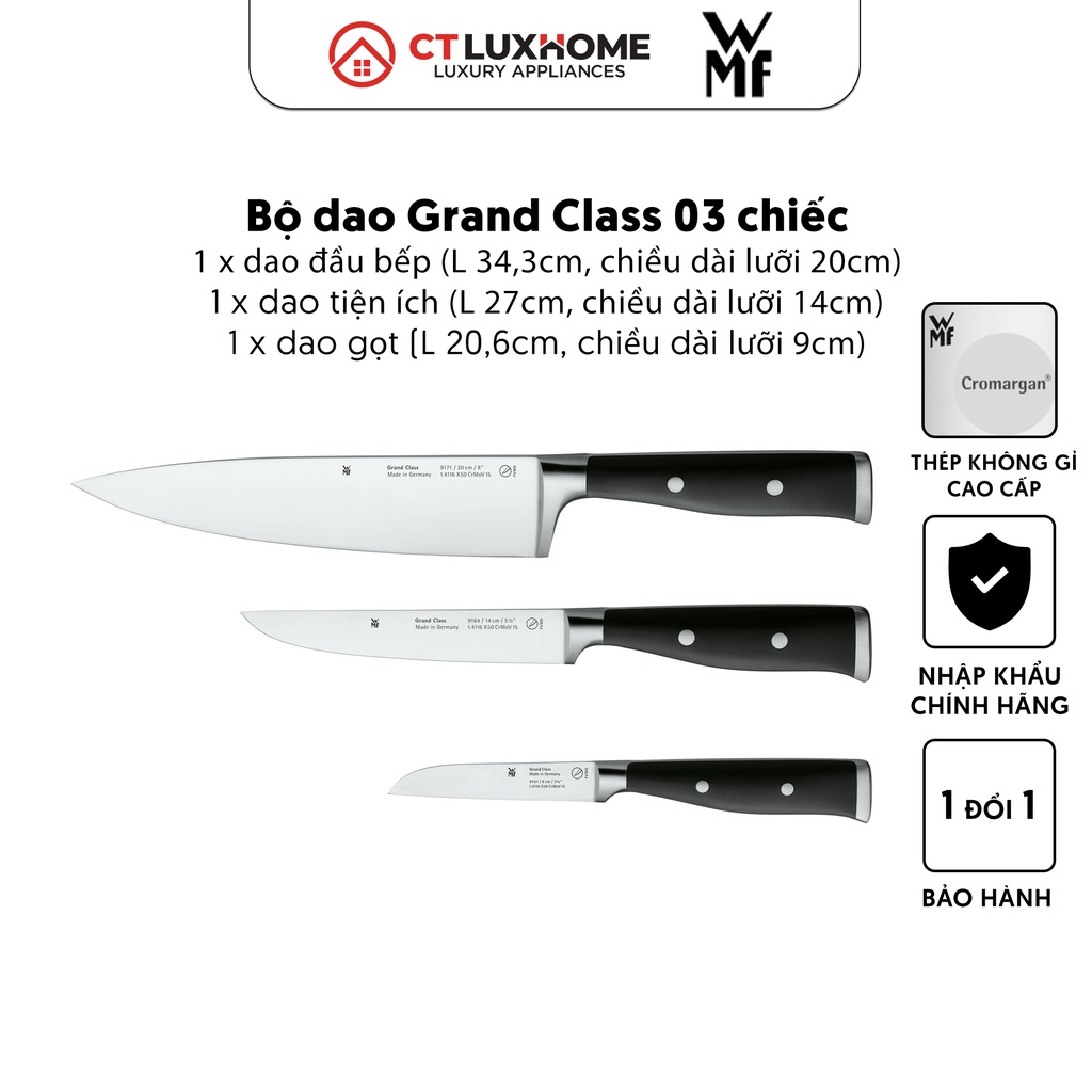 Bộ Dao WMF Grand Class 3 Chiếc Thép Không Gỉ Cao Cấp - 1894929992