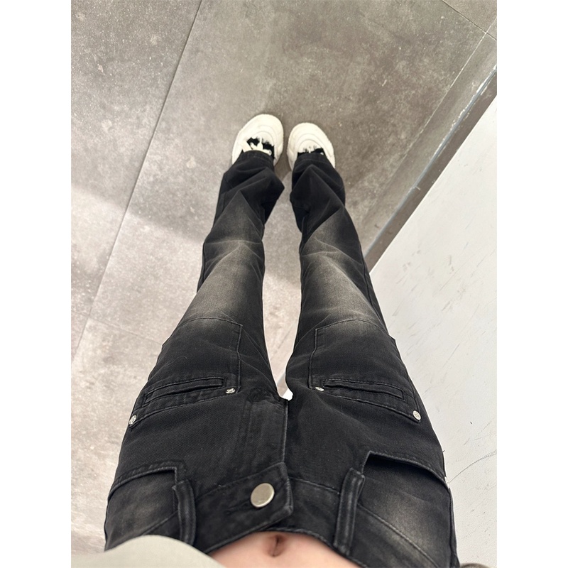 QKOOLE  Quần jeans Nữ Lưng Cao Phong Cách retro Thời Trang