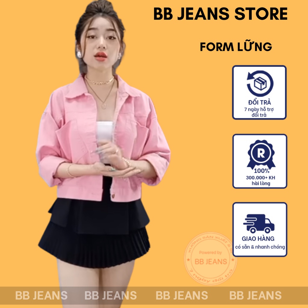 Áo khoác nữ chất kaki form lững croptop 48cm sành điệu size 39-58kg cao dưới 1.60m BB Jeans