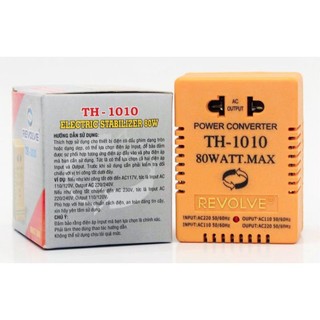 Adapter đổi điện 220V-110V, Revolve TH-1010, 80 Watt (Sử dụng cho máy cắm tinh dầu Plug của Mỹ)