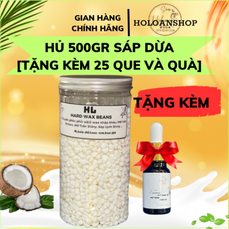 Hủ 500GR Sáp Hard Wax Bean Cao Cấp Nhập khẩu siêu bám lông, siêu thơm, tặng kèm 25 que và quà trị giá 10k