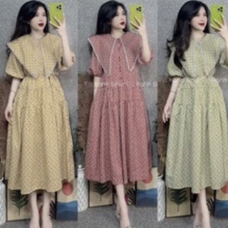Rập giấy thiết kế váy midi nữ dáng dài cổ xinh, rập giấy A0 cắt sẵn