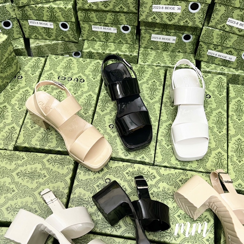 giày Sandal gc nhựa quai ngang gót trụ full hộp.