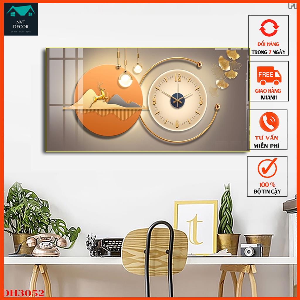 Tranh Đồng Hồ Tráng Gương - Tranh Đồng Hồ Treo Tường - Trang Trí Phòng Khách - Quà Tặng Tân Gia [Freeship]