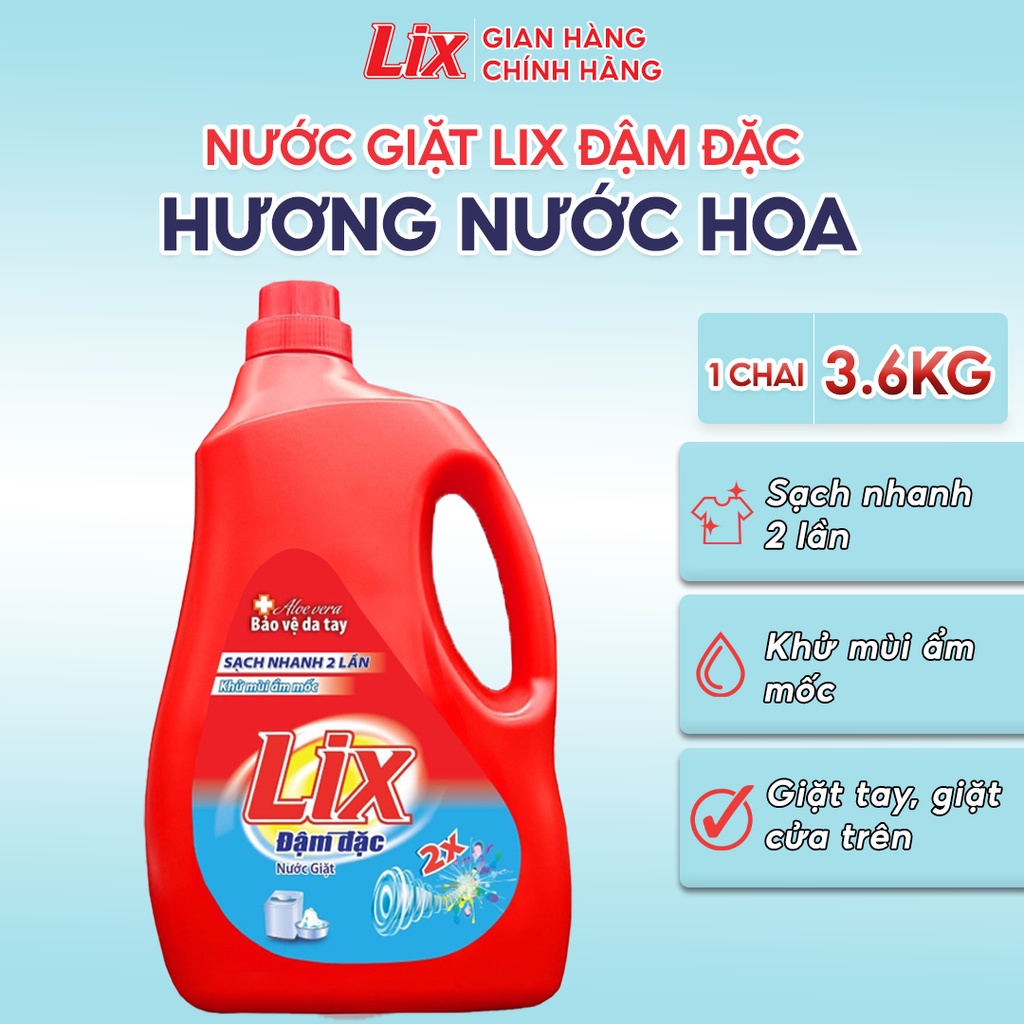 Nước giặt Lix nhiều mùi hương nhiều dung tích sạch khuẩn khử mùi thơm ngát hương hoa