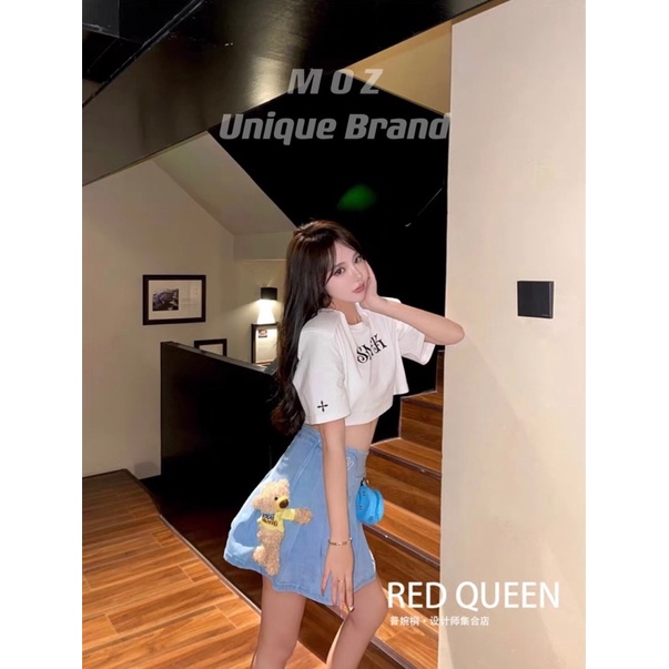 Chân váy jean 13de marzo đính kèm gấu cực dễ thương