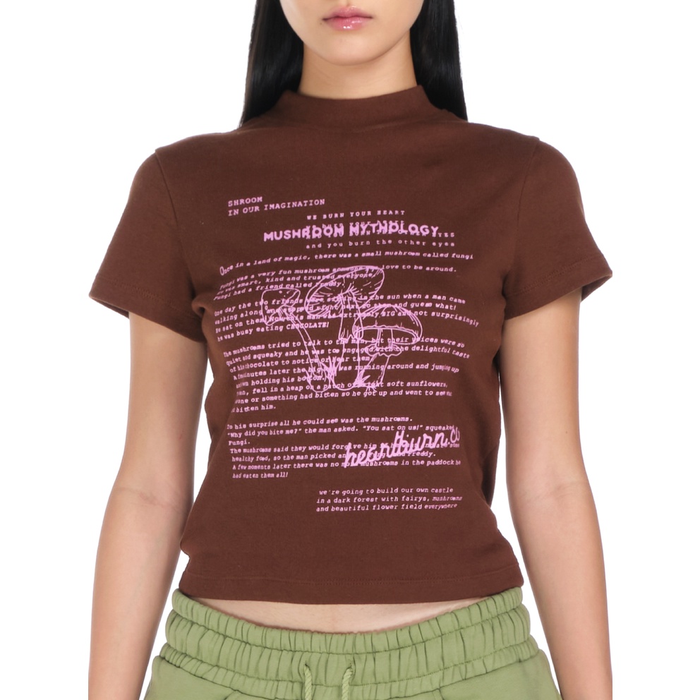 Áo thun mini nấm HeartBurn nâu