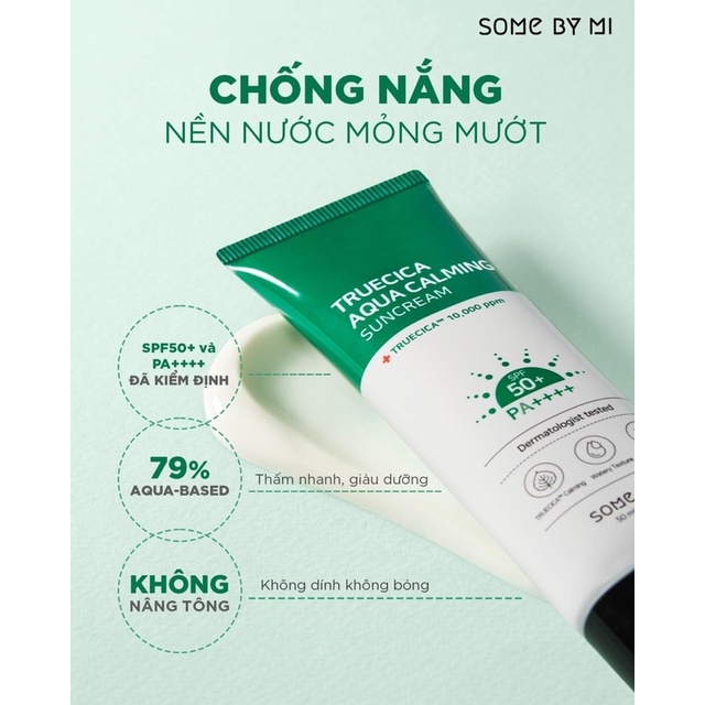 Kem Chống Nắng Dưỡng Ẩm Dịu Da Some By Mi Truecica Aqua Calming Suncream Tuýp mini 5ml