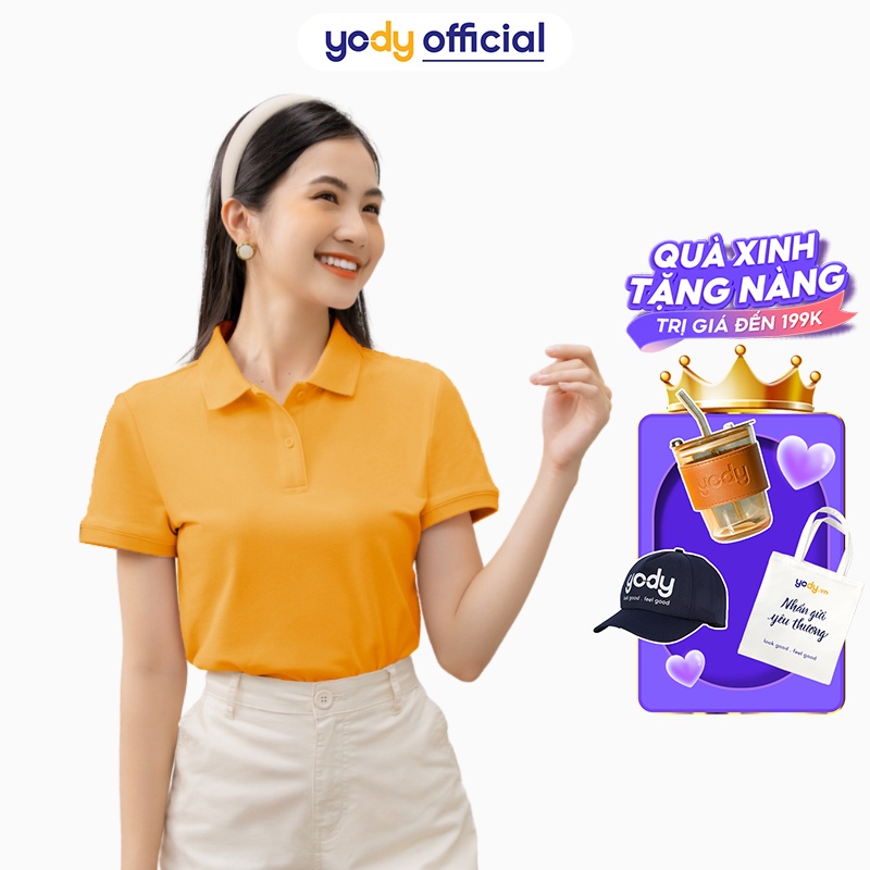 Áo polo nữ YODY có cổ mềm mịn, thoáng mát, co giãn tốt APN5434 NPS45