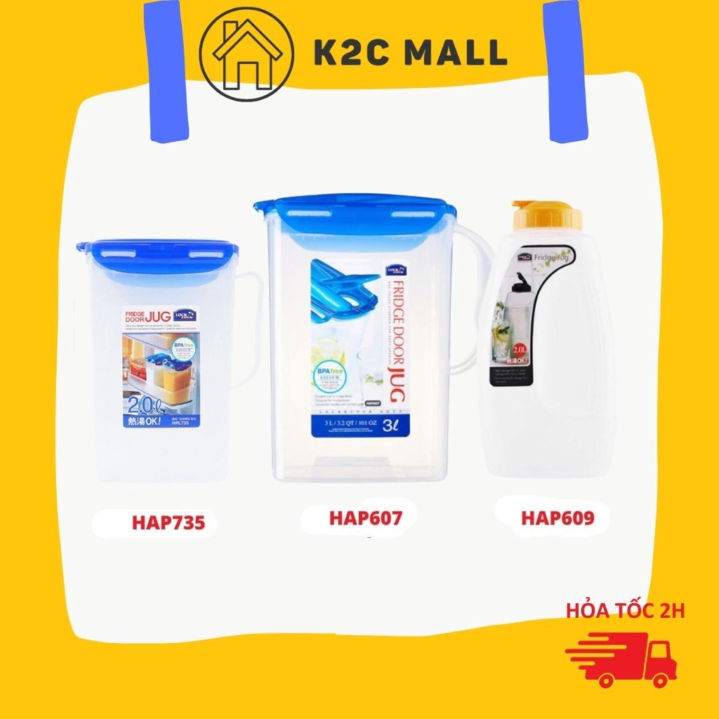 Bình Nước Nhựa 3L 2L Không BPA An Toàn Cho Sức Khỏe LocknLock HAP609 HAP609Y HAP735 HAP607 K2Cmall