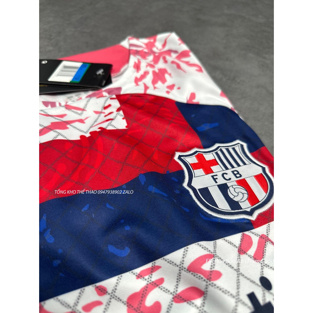 Bộ Quần Áo Đá Banh CLB Barca 2024 Màu Đỏ Loang - Áo Barcelona mùa giải 2023/24