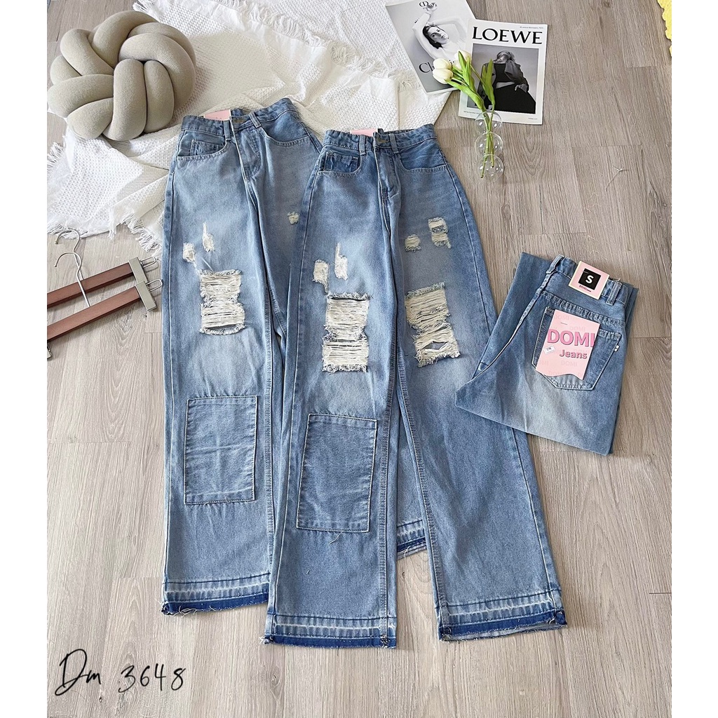 Quần baggy jean rách, mã 3648