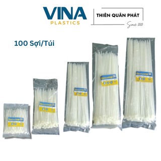 Dây rút nhựa nylon màu trắng loại tốt nhiều cỡ  từ 10 đến 30 Cm dẻo dai bền chắc có thể tái sử dụng