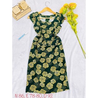 Đầm hoa công sở vải umi, 2hand