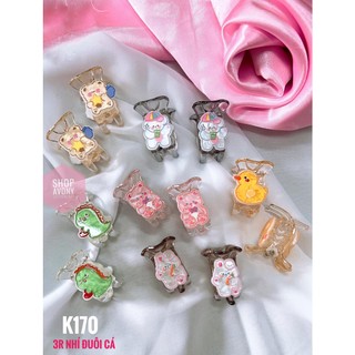 [NHÍ] Kẹp tóc càng cua 3 răng trong size mini dành cho bé - tóc ít đính icon (nhí đuôi cá)