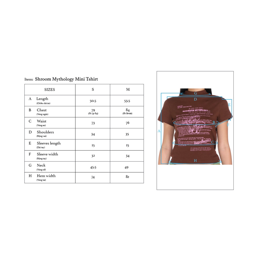 Áo thun mini nấm HeartBurn nâu