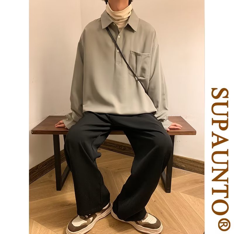 Áo Sơ Mi Dài Tay Dáng Rộng Thời Trang Hàn Quốc Đơn Giản Dành Cho Nam Và Nữ áo polo nam đẹp áo polo nam đen polo unisex