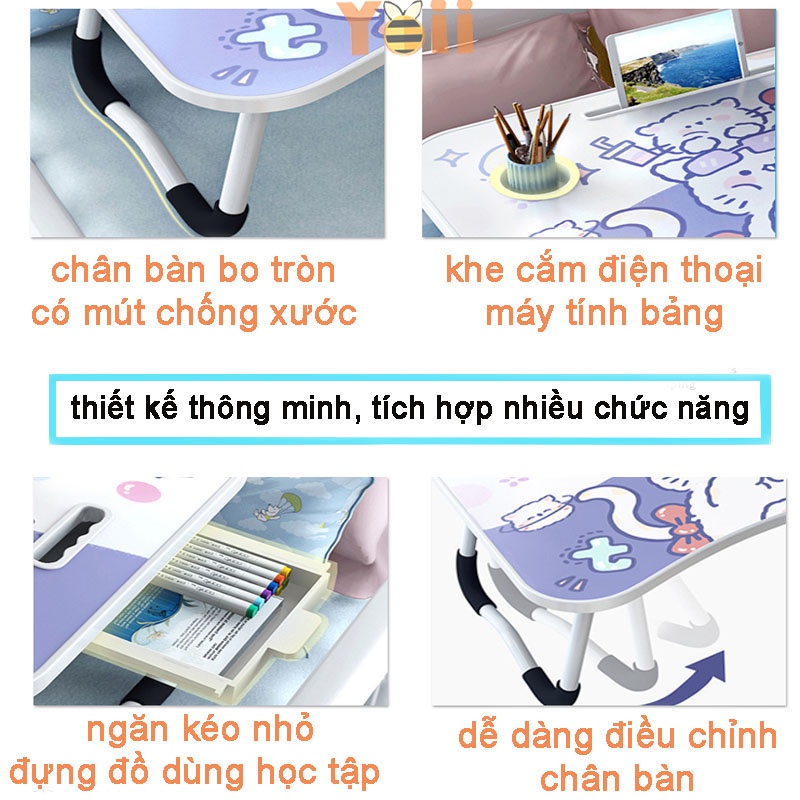 Bàn học gấp gọn thông minh cao cấp có ngăn kéo và khe cắm ipad đa năng phù hợp với nhiều lứa tuổi Yoii Store