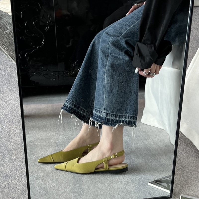 Sandal nữ mũi nhọn có dây sau phong cách Pháp mẫu mới năm 2023