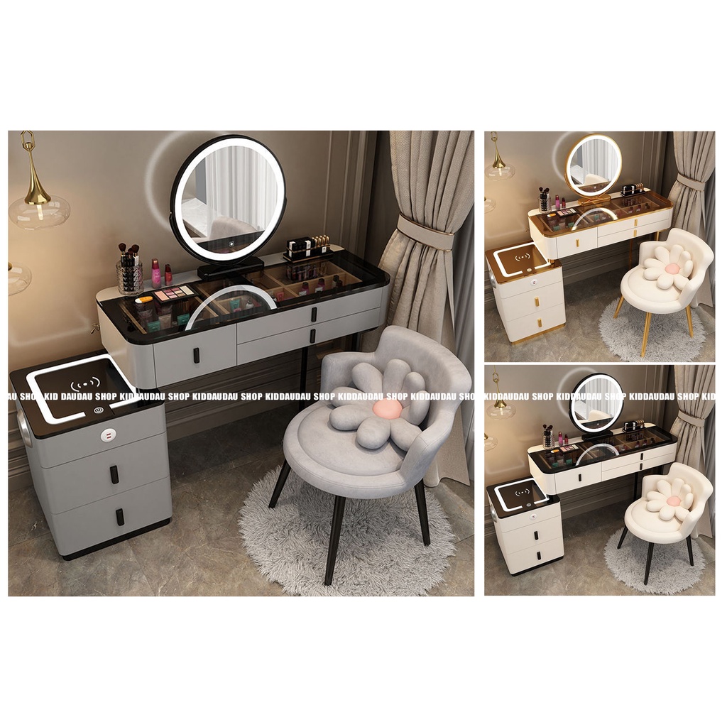 Bàn trang điểm thông minh cao cấp 🌸FREE SHIP 🌸 Gương tròn, Sạc Không Dây USB, Tích hợp loa Bluetooth Stereo BP22LD