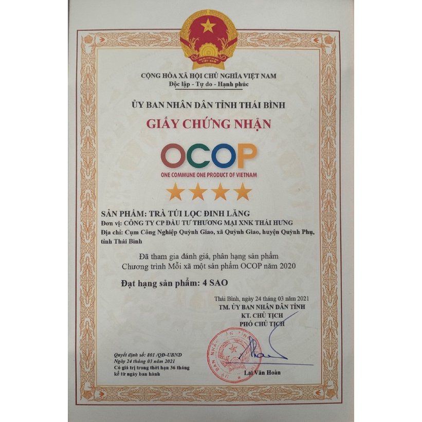 Trà Đinh Lăng túi lọc THÁI HƯNG - An thần, ngủ ngon, Giảm Stress