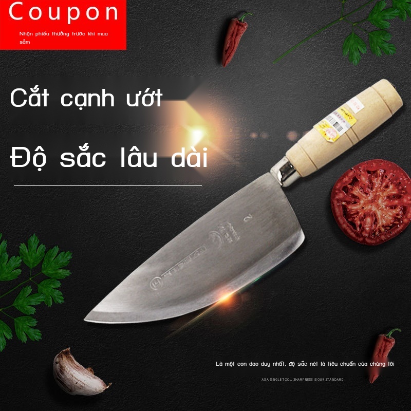 [Sư tử đôi] Con dao chuyên dụng dành cho đầu bếp nhà bếp thương mại chính hãng Dao cắt tóc cán gỗ chống trượt CCF621 1#2