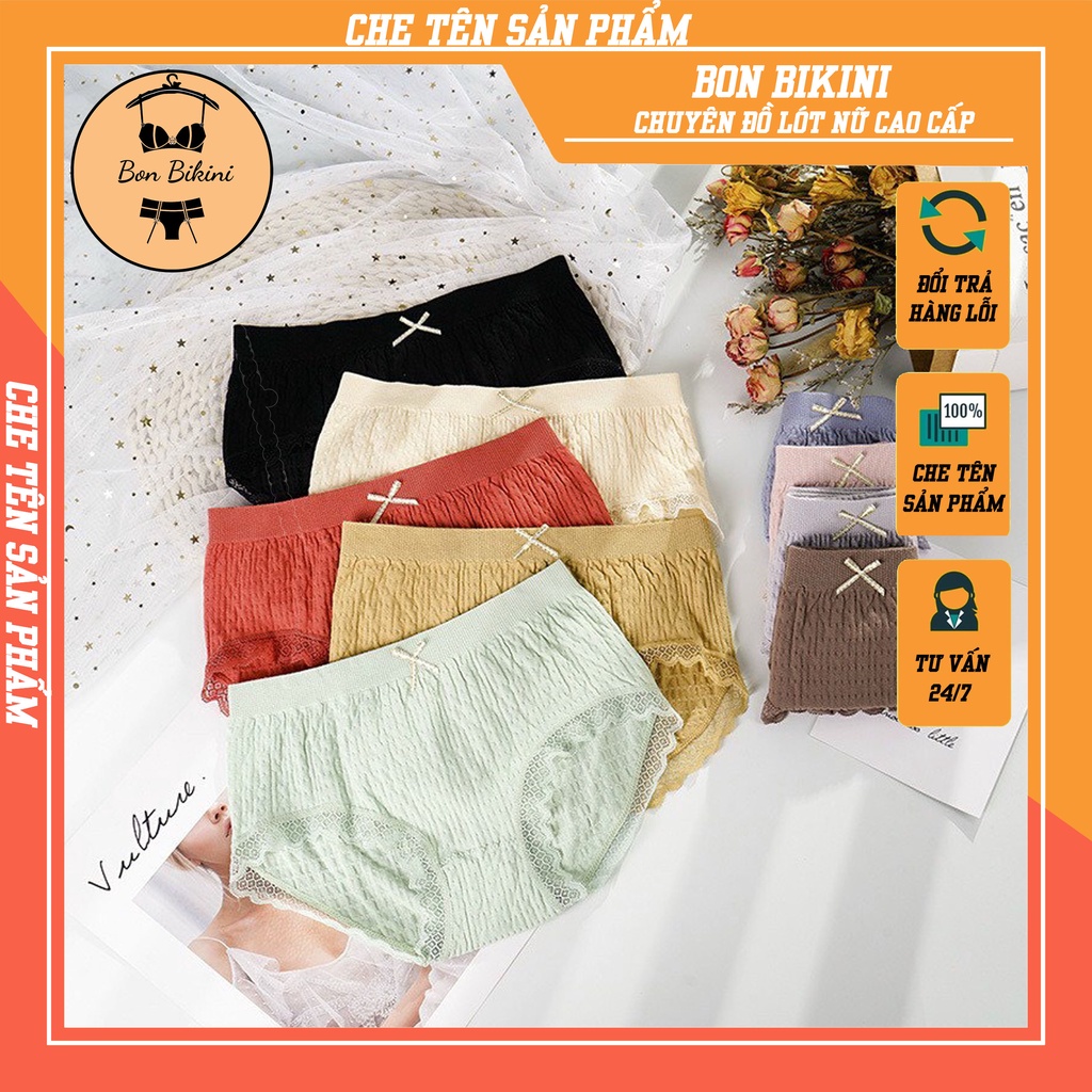 [Hộp 5 chiếc] Quần lót MUJI nữ, quần chip cotton kẻ tăm xuất Nhật