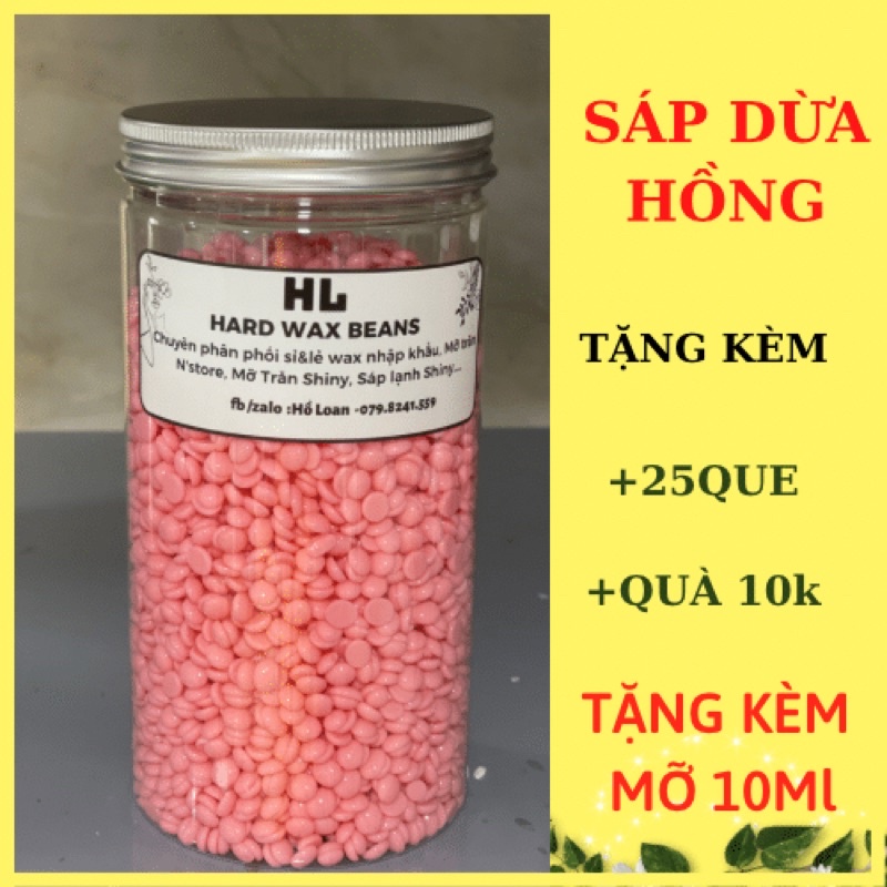 Hủ 500gr sáp wax dừa  cao cấp tặng kèm que gỗ và mỡ trăn, sáp loại 1, siêu bám lông, siêu thơm