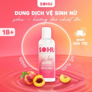 Dung dịch vệ sinh phụ nữ SOHU hương đào nhiệt đới khử mùi tự nhiên lành tính chai 100ml, ddvs nữ dành cho da nhạy cảm